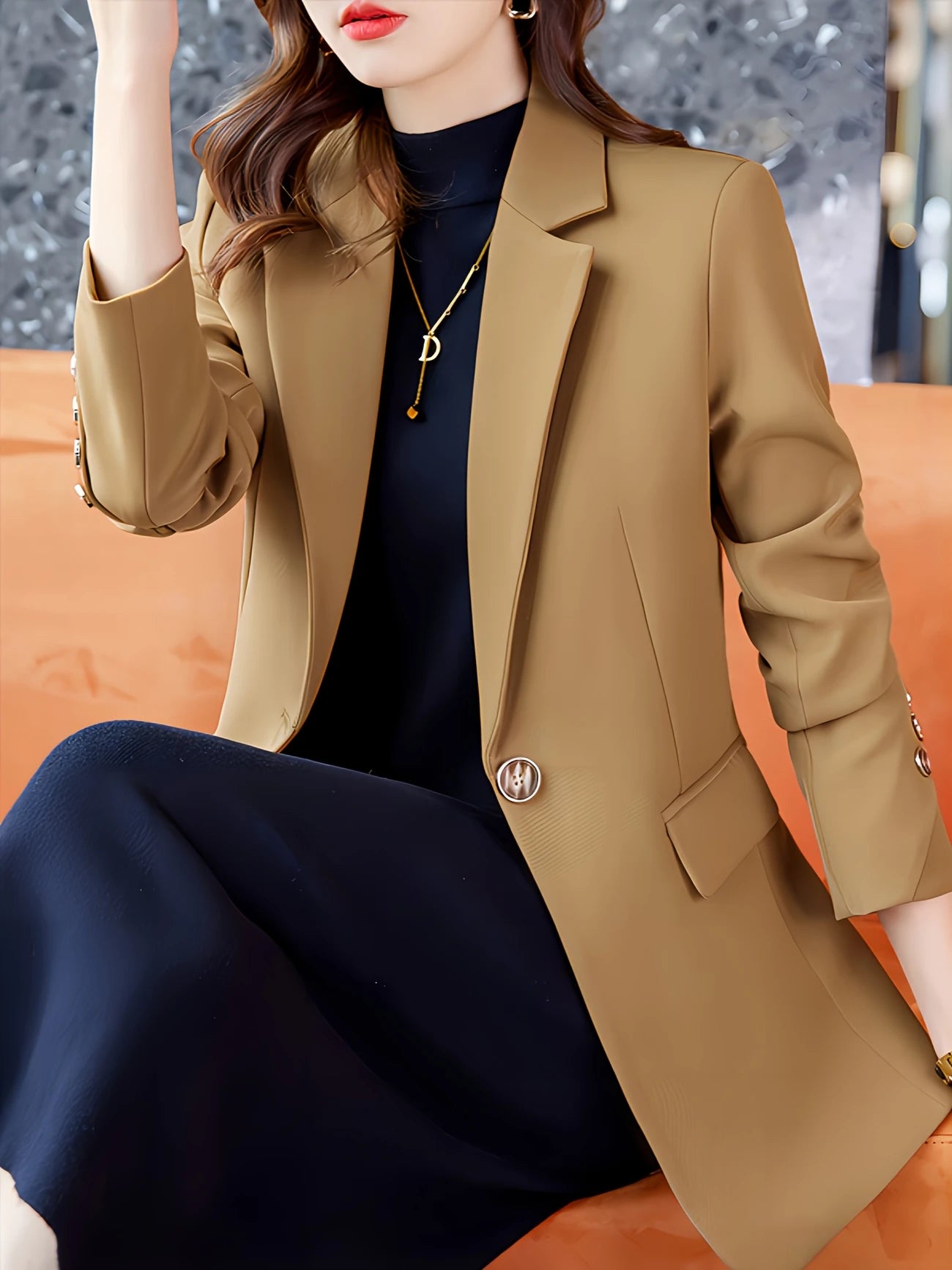 Blazer-Feminino-Caqui-Forrado