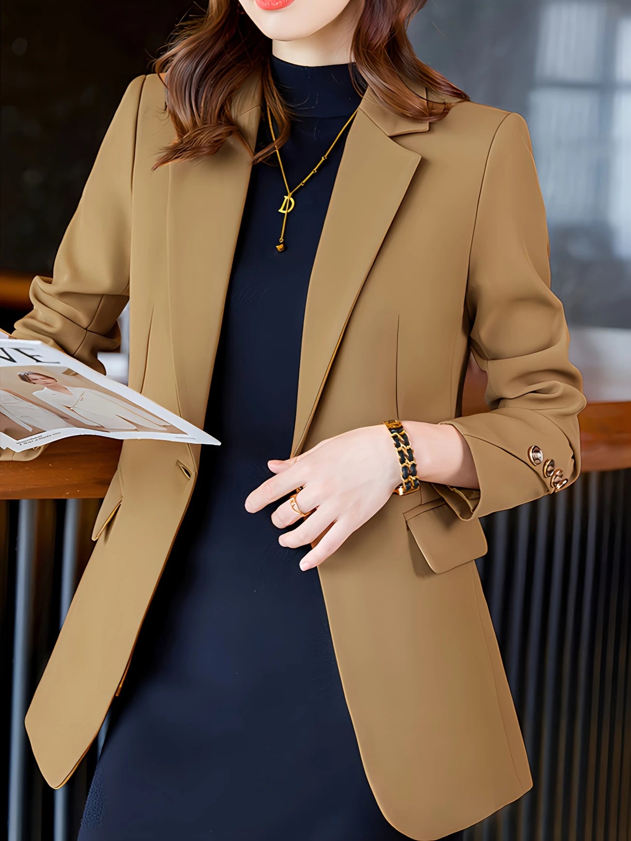 Blazer-Feminino-Caqui-Forrado