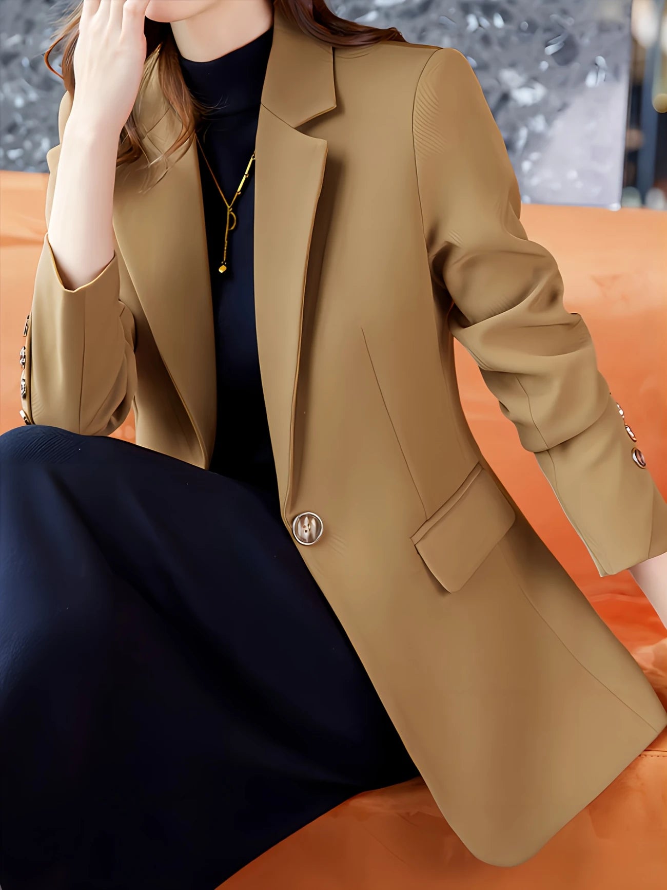 Blazer-Feminino-Caqui-Forrado