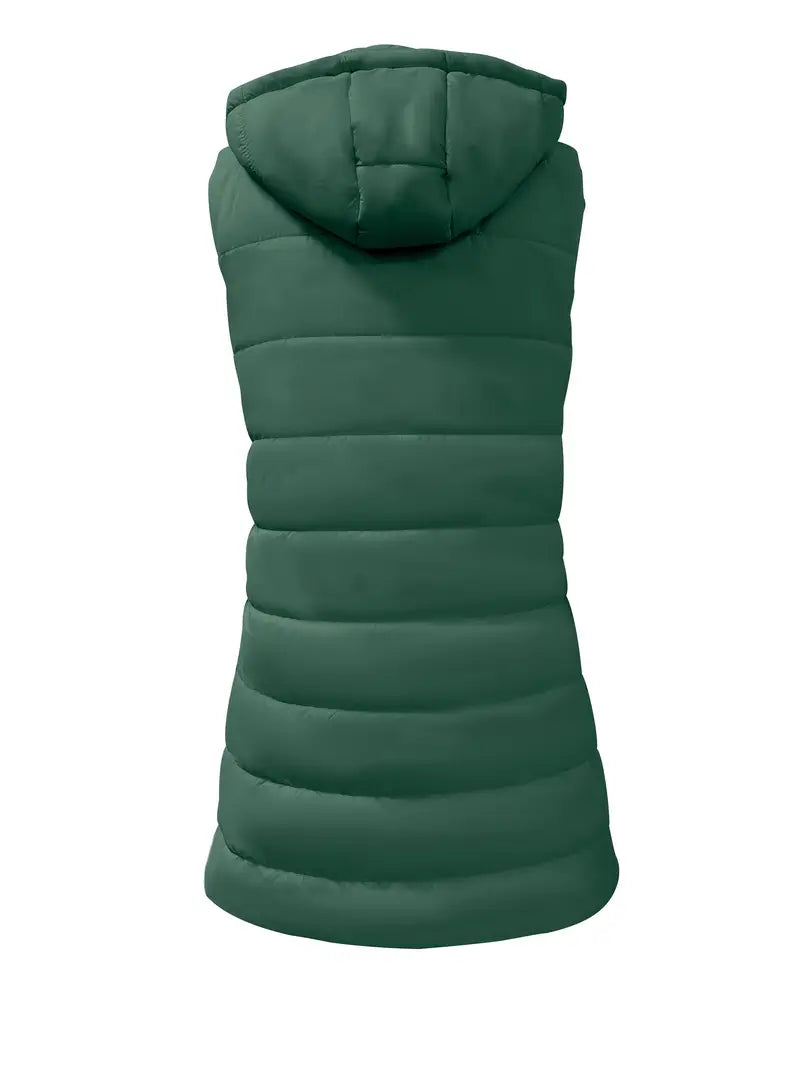 Colete-Feminino-Puffer-com-Touca-Verde