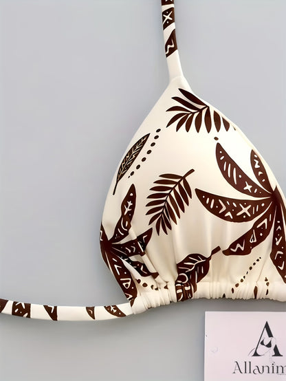 Biquíni Branco Fio Dental Estampado