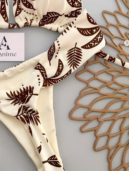 Biquíni Branco Fio Dental Estampado