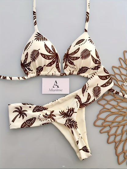 Biquíni Branco Fio Dental Estampado