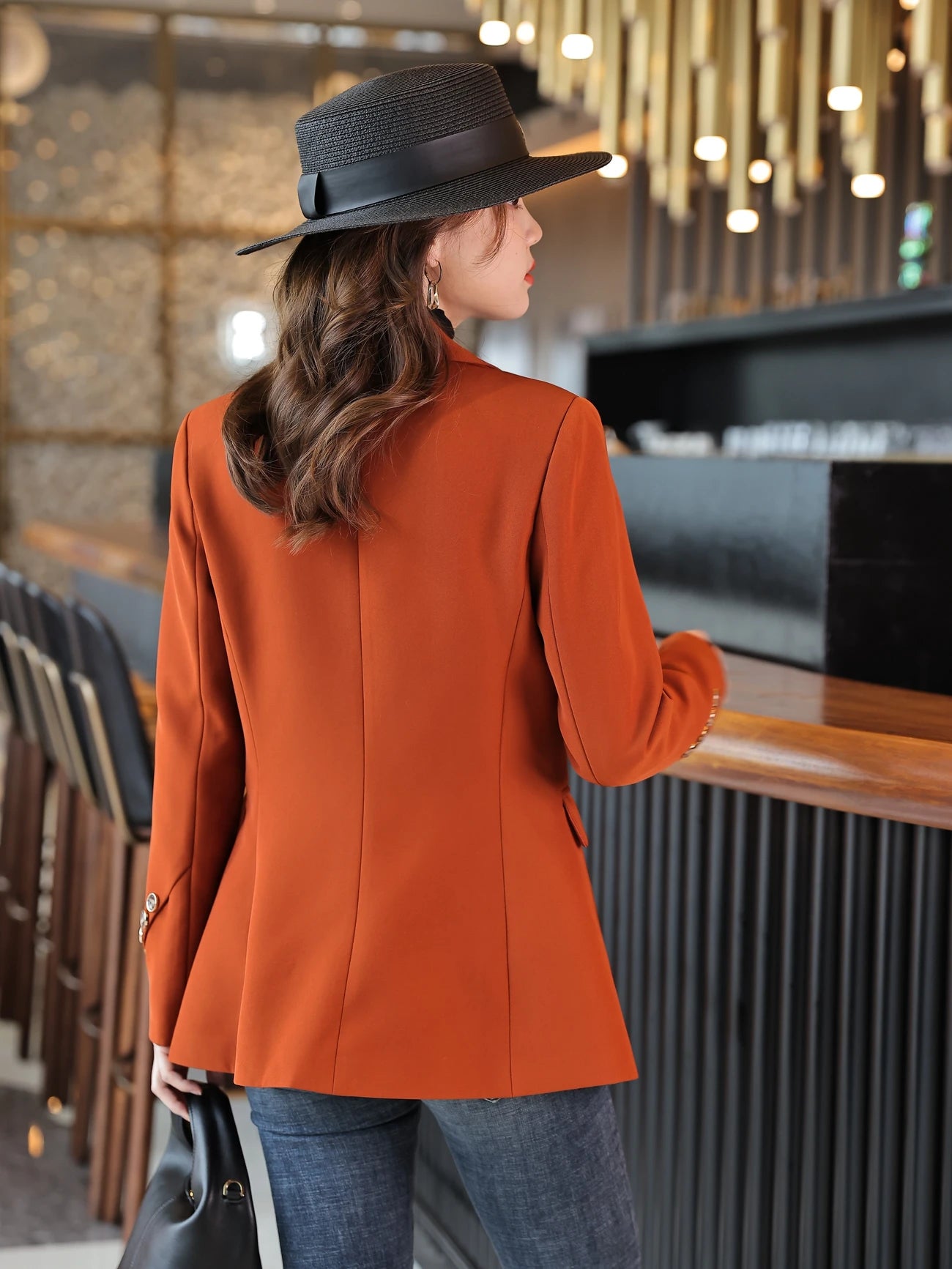 Blazer-Feminino-Laranja-Forrado