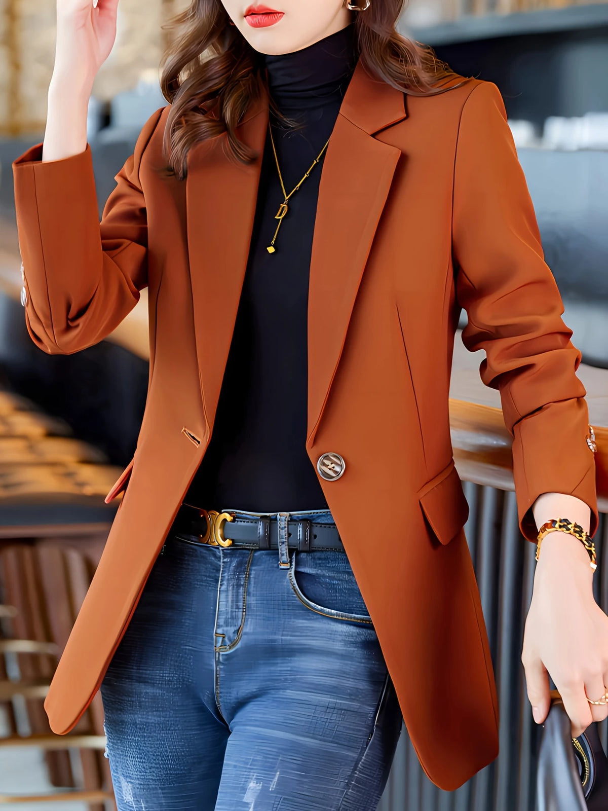 Blazer-Feminino-Laranja-Forrado