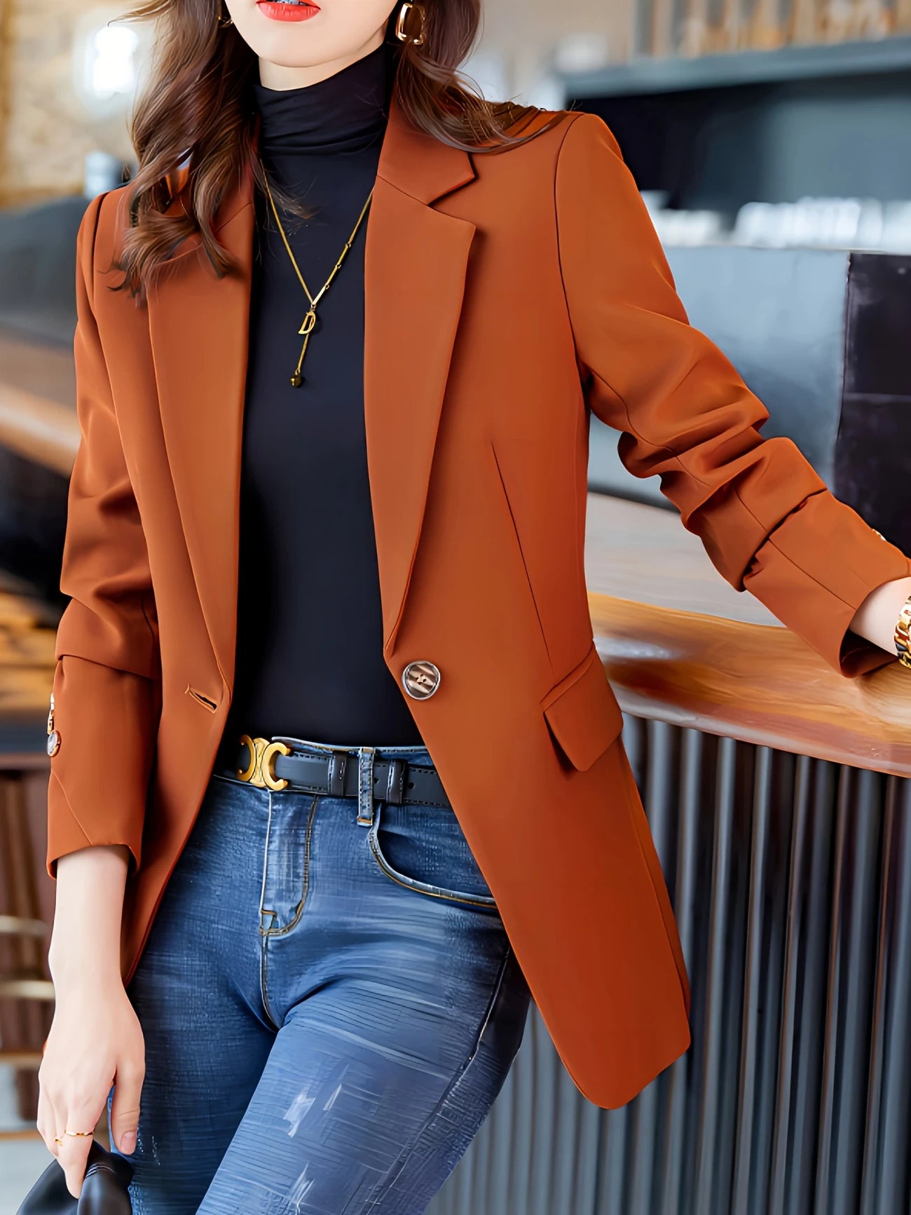 Blazer-Feminino-Laranja-Forrado