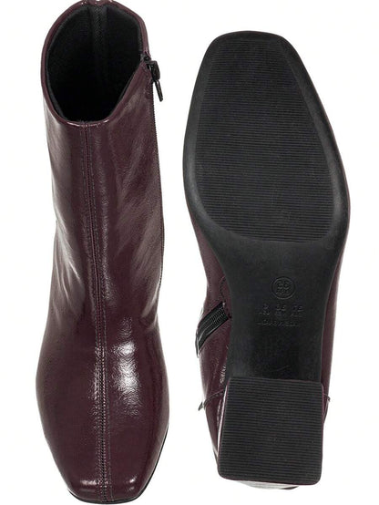 Bota Feminina Cano Curto Salto Bloco Médio 