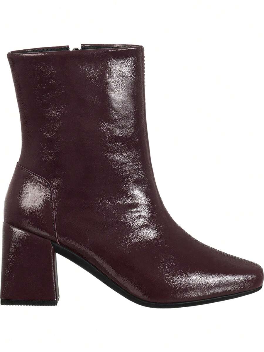 Bota Feminina Cano Curto Salto Bloco Médio 