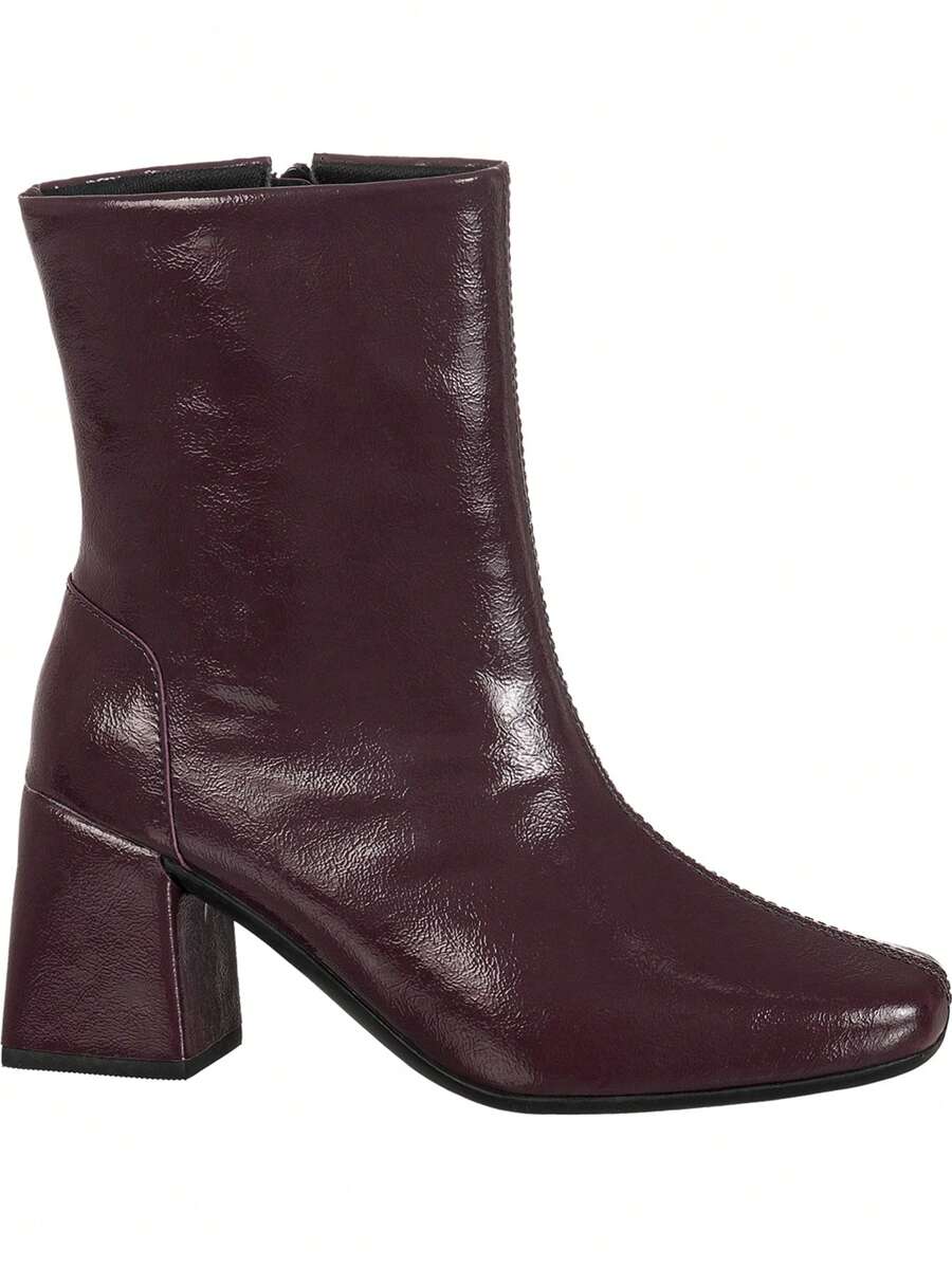Bota Feminina Cano Curto Salto Bloco Médio 
