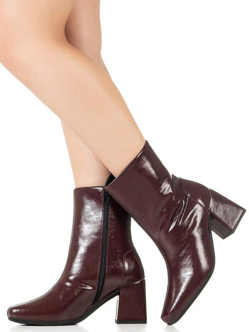 Bota Feminina Cano Curto Salto Bloco Médio 
