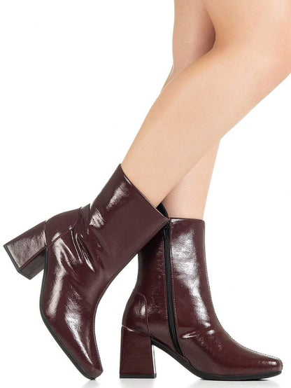 Bota Feminina Cano Curto Salto Bloco Médio 