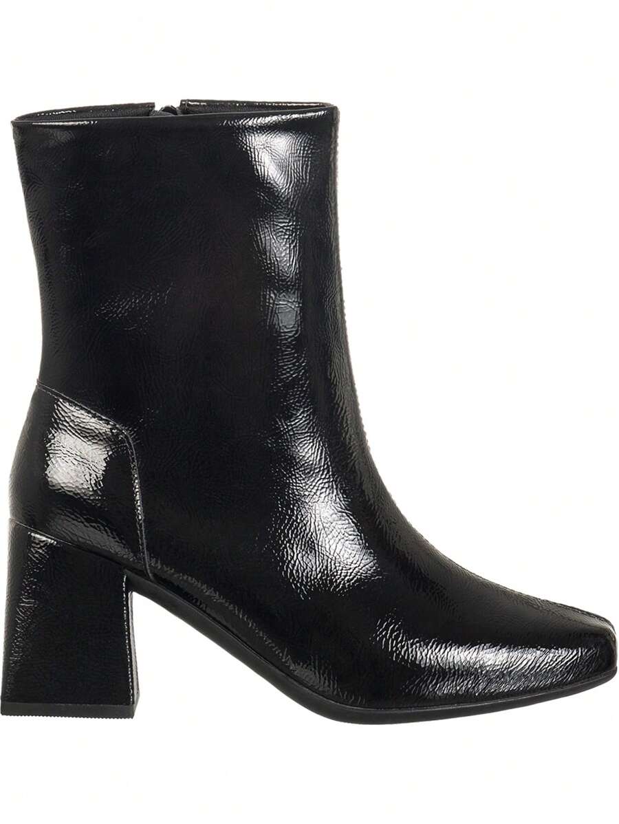 Bota Feminina Cano Curto Salto Quadrado