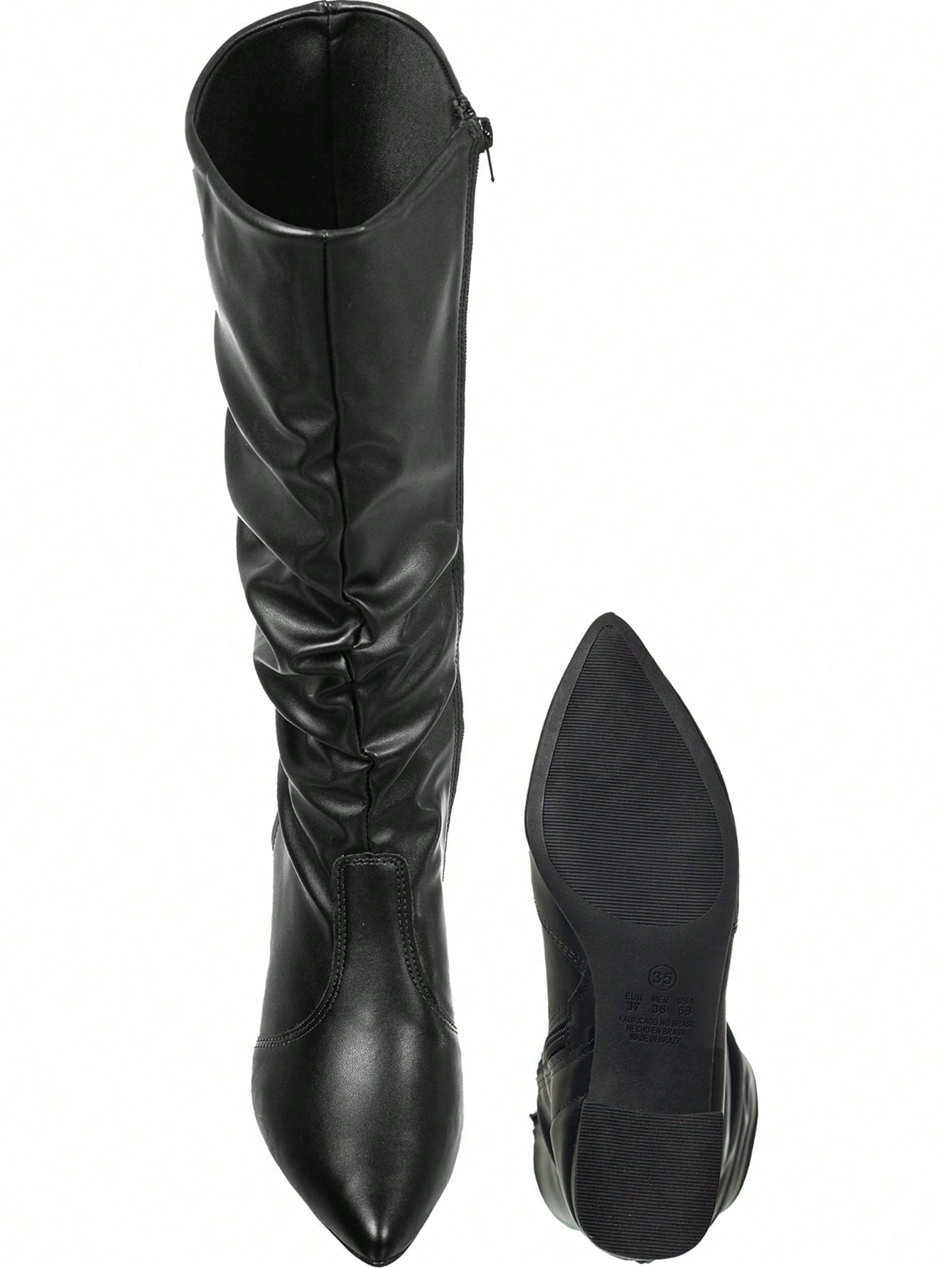 Bota-Feminina-Cano-Longo-Preto-Enrugado