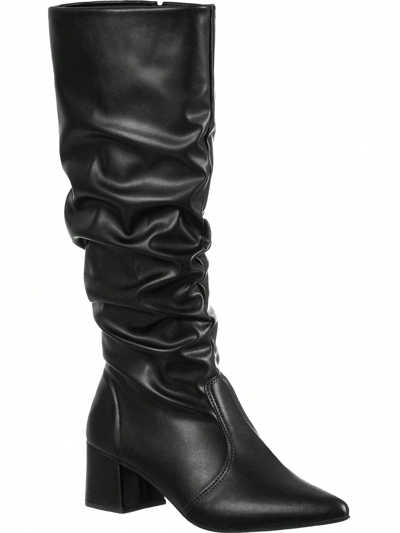 Bota-Feminina-Cano-Longo-Preto-Enrugado