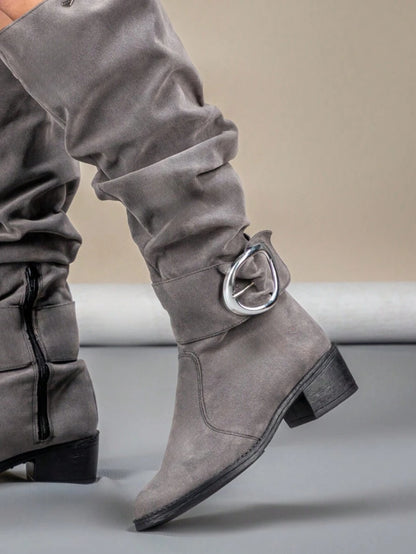 Bota Feminina Montaria Cano Longo Enrrugado