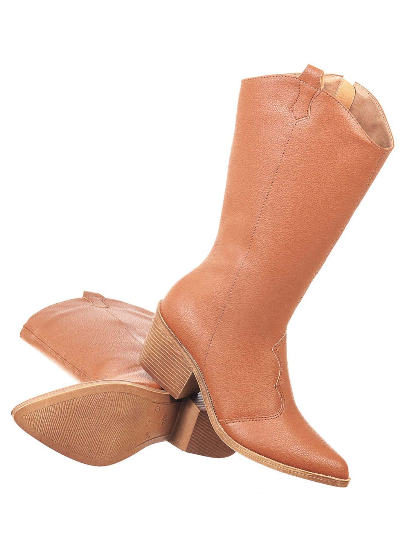 Bota-Feminina-Texana-Cano-Médio-Caramelo