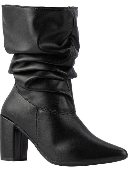 Bota Feminina Tratorada Enrrugada Cano Médio