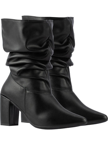 Bota Feminina Tratorada Enrrugada Cano Médio
