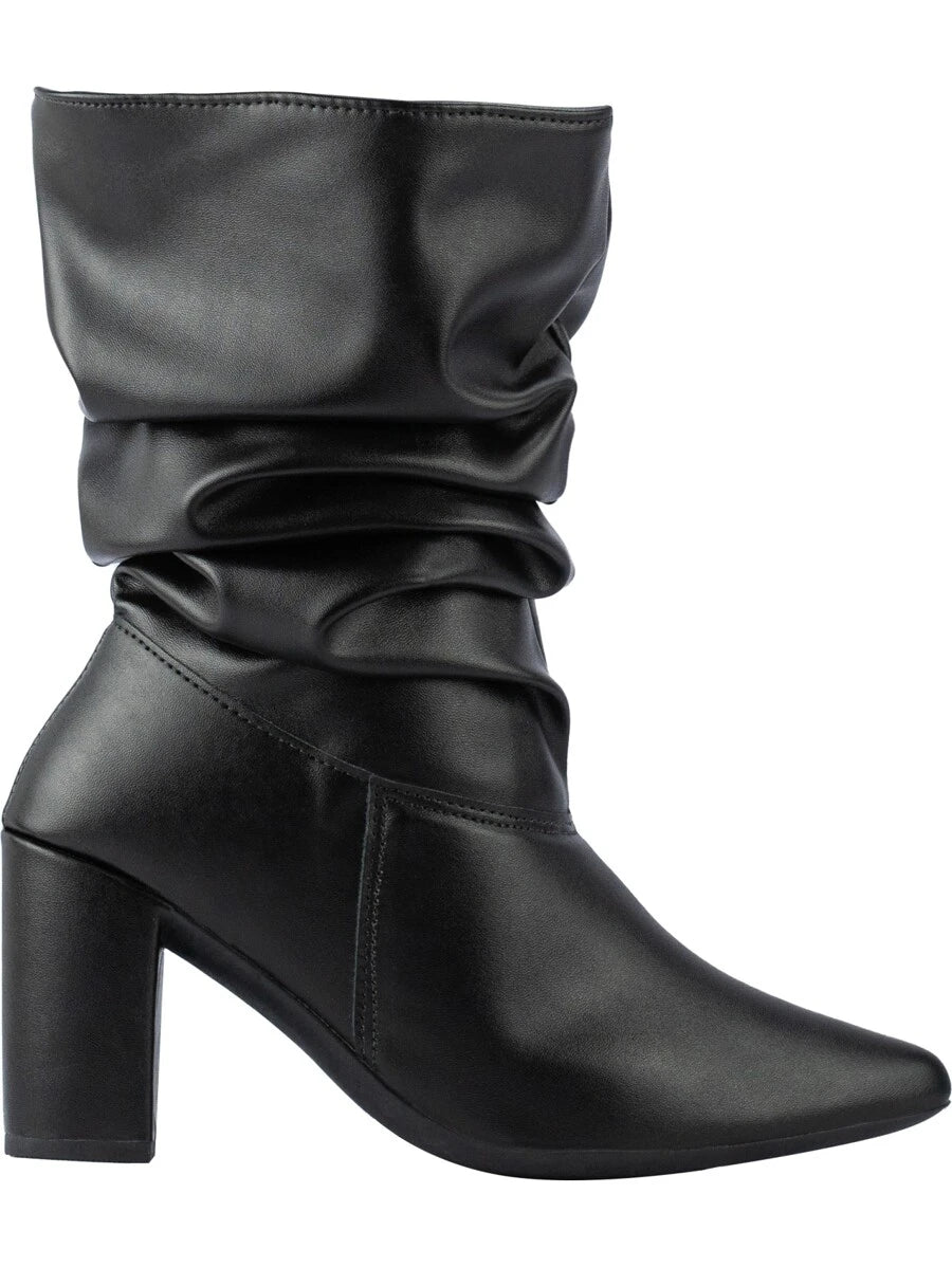Bota Feminina Tratorada Enrrugada Cano Médio