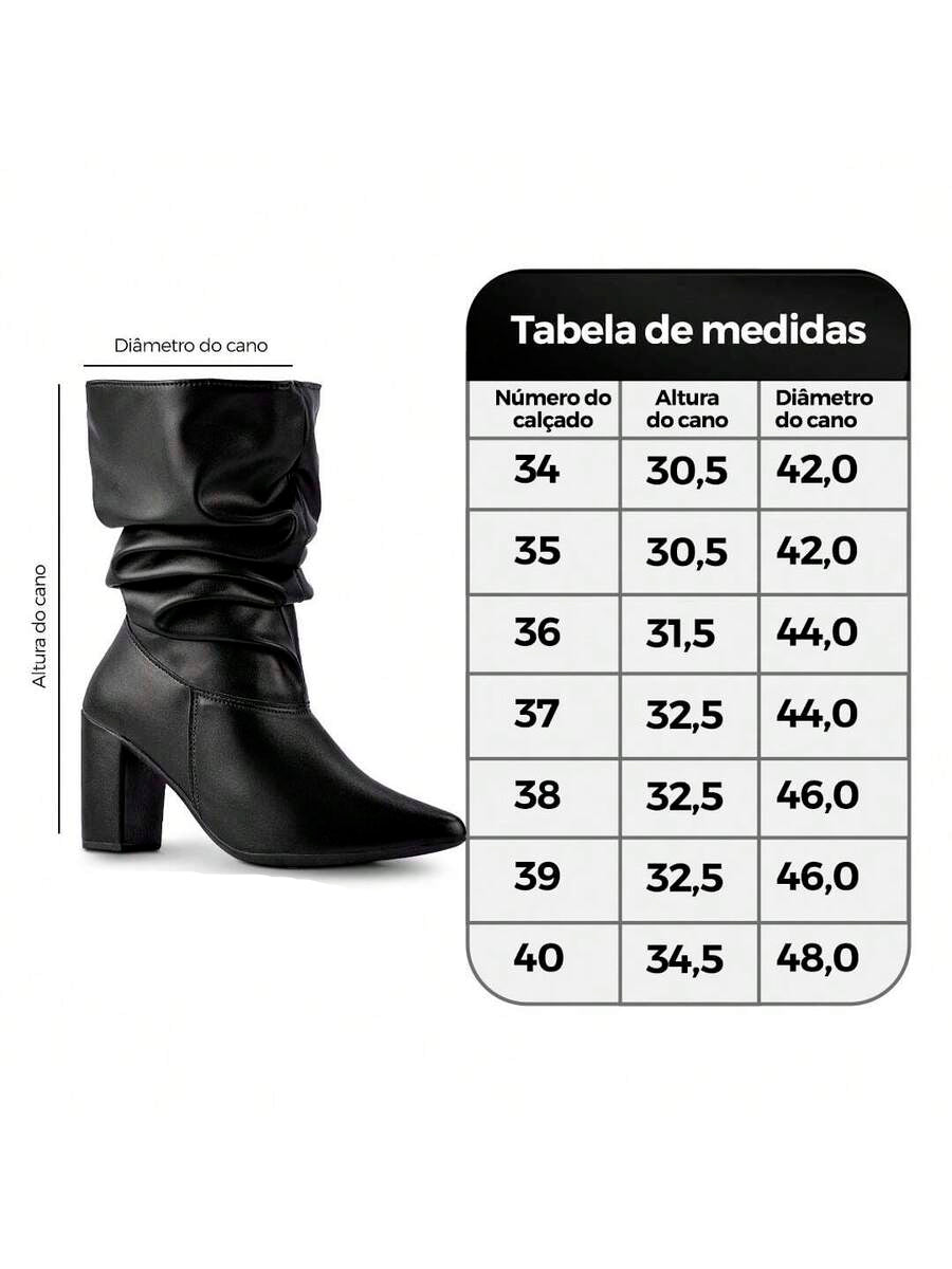 Bota Feminina Tratorada Enrrugada Cano Médio