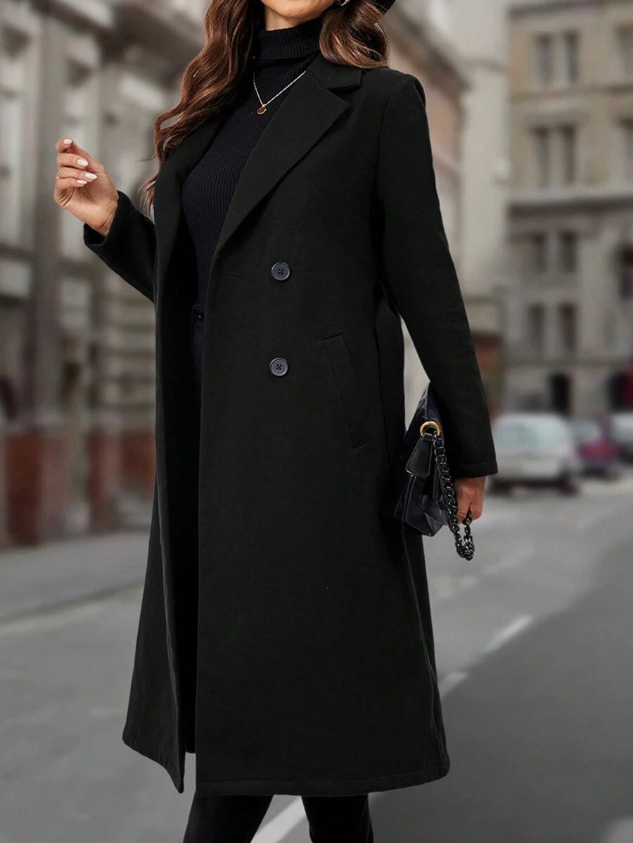 Casaco Feminino Longo Dani Preta - Tecido Premium