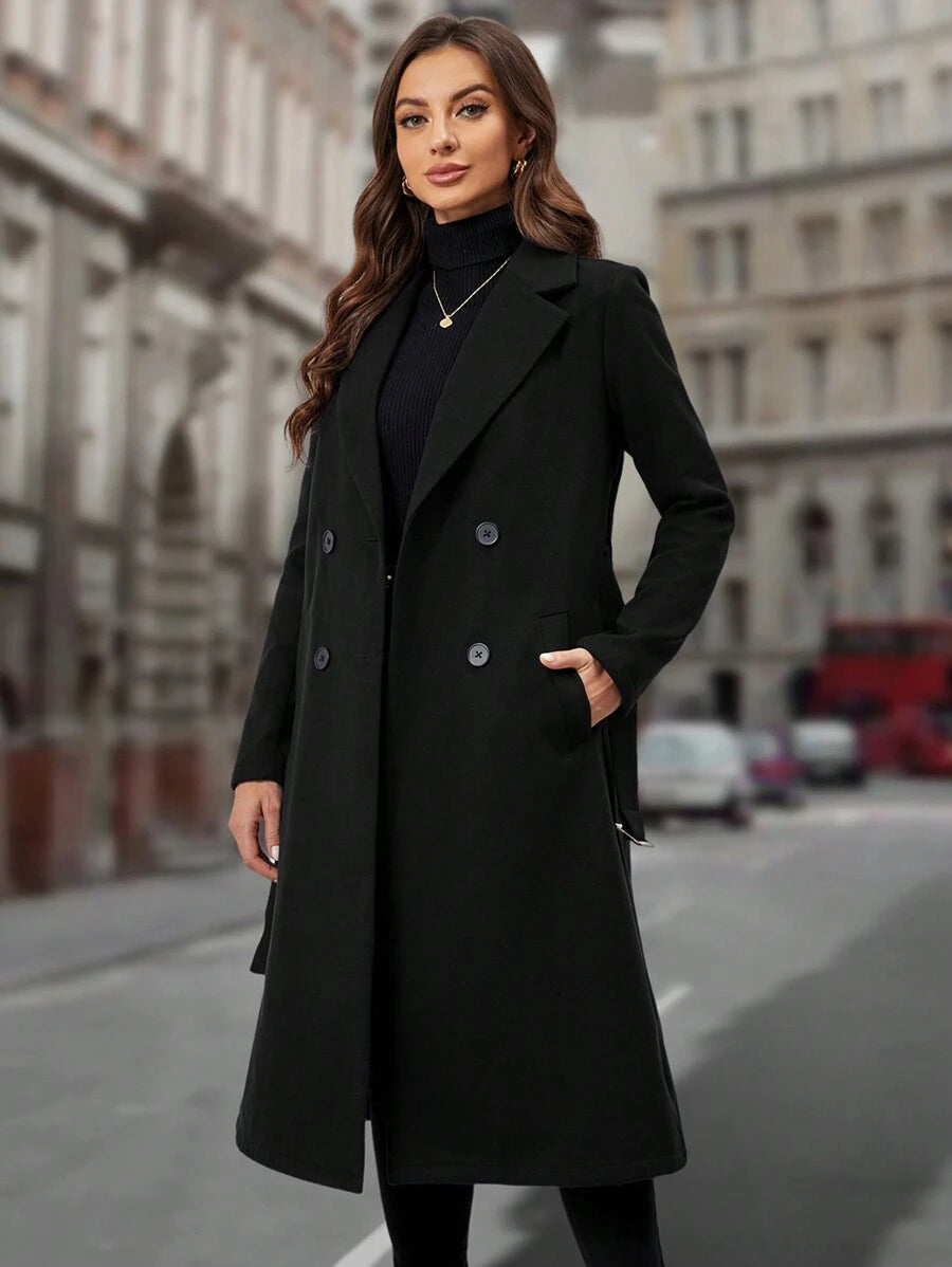 Casaco Feminino Longo Dani Preta - Tecido Premium