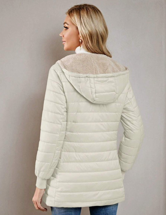 Casaco-Feminino-Puffer-com-Touca-Bege