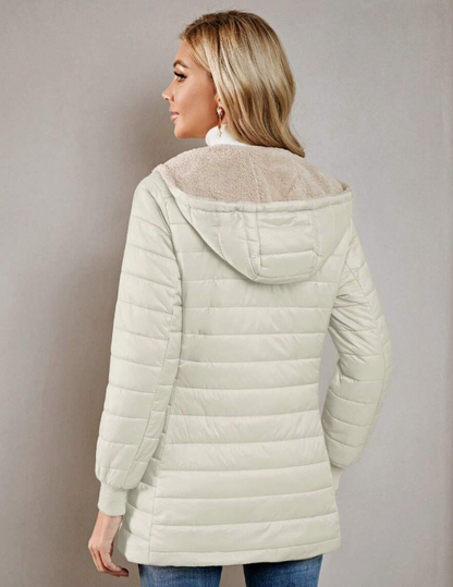 Casaco-Feminino-Puffer-com-Touca-Bege