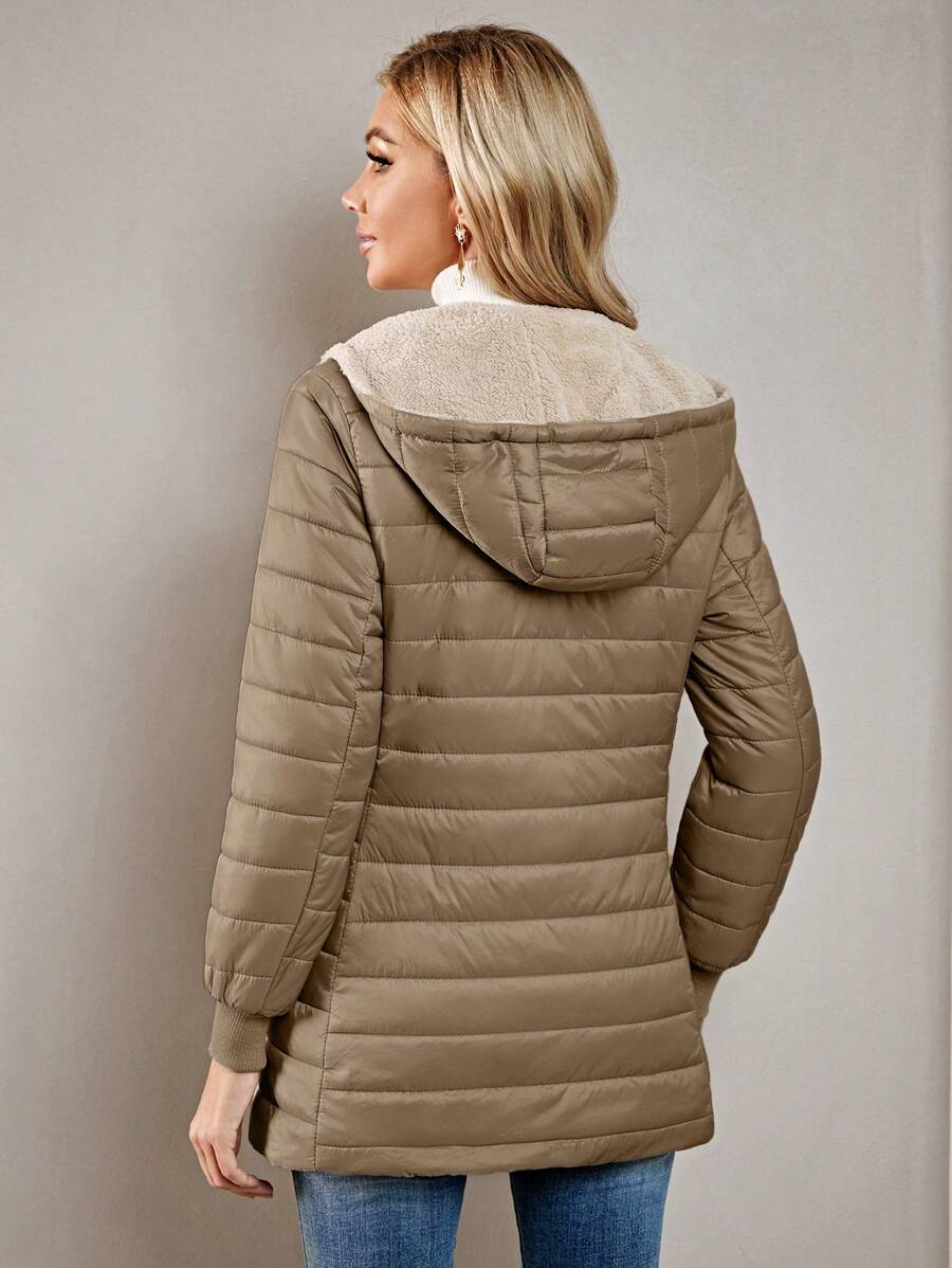 Casaco-Feminino-Puffer-com-Touca-Caqui