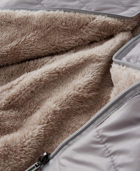 Casaco-Feminino-Puffer-com-Touca-Cinza