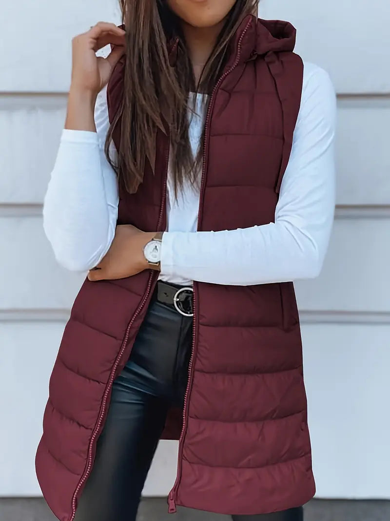 Colete-Feminino-Puffer-com-Touca-Borgonha