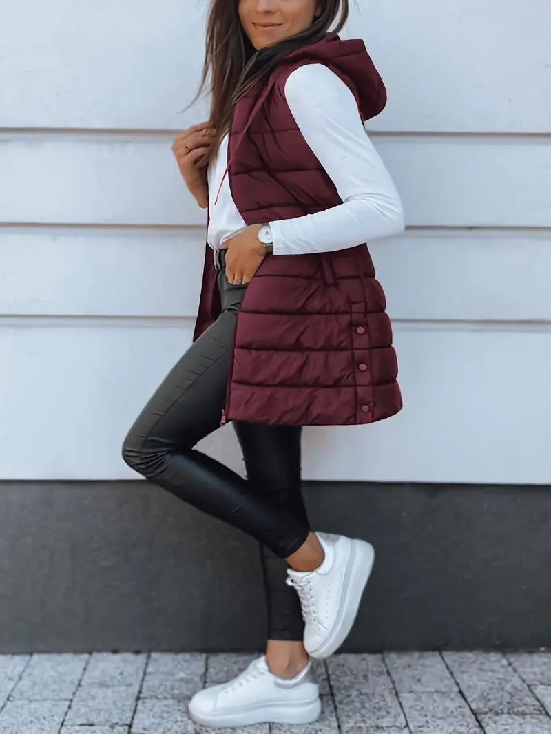 Colete-Feminino-Puffer-com-Touca-Borgonha