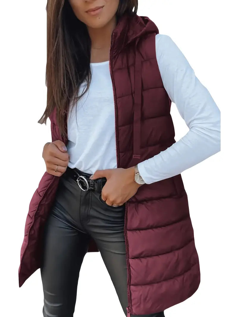 Colete-Feminino-Puffer-com-Touca-Borgonha