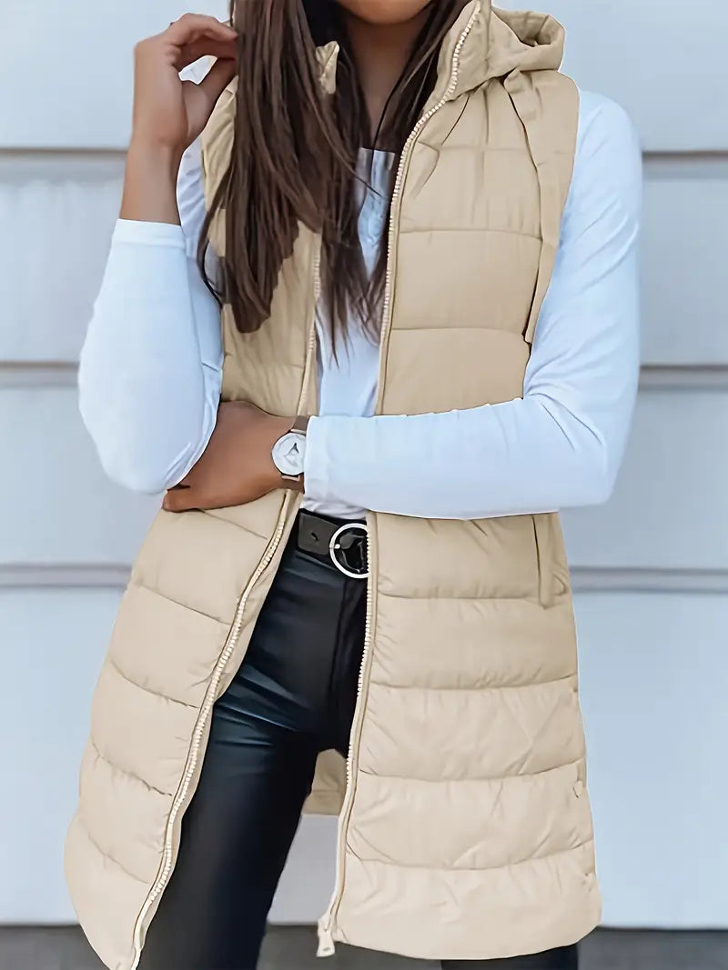 Colete-Feminino-Puffer-com-Touca-Caqui