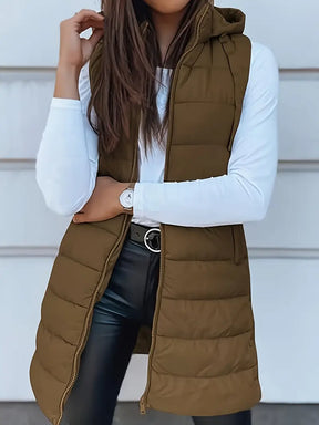 Colete-Feminino-Puffer-com-Touca-Castanho