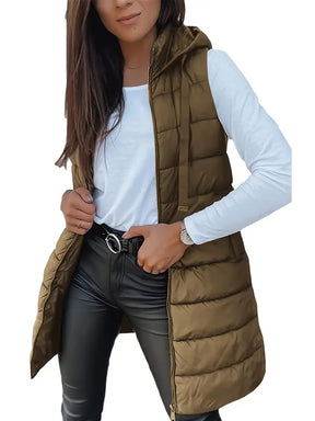 Colete-Feminino-Puffer-com-Touca-Castanho