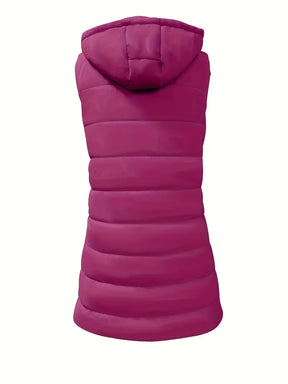 Colete-Feminino-Puffer-com-Touca-Fúcsia