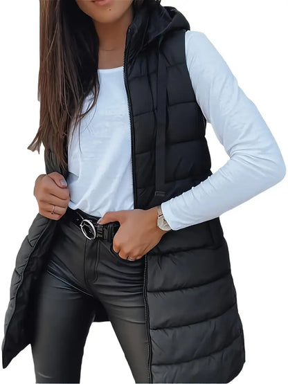 Colete-Feminino-Puffer-com-Touca-Preta