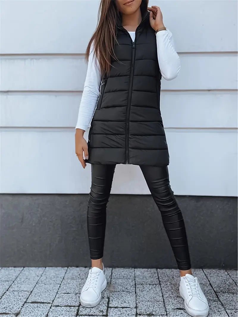 Colete-Feminino-Puffer-com-Touca-Preta