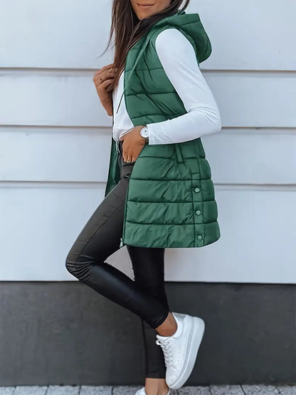 Colete-Feminino-Puffer-com-Touca-Verde