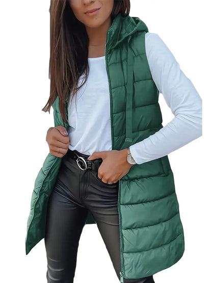 Colete-Feminino-Puffer-com-Touca-Verde