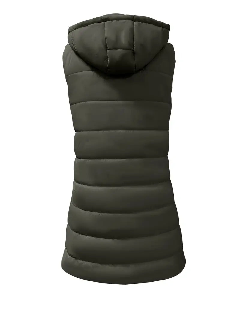 Colete-Feminino-Puffer-com-Touca-Verde-Militar