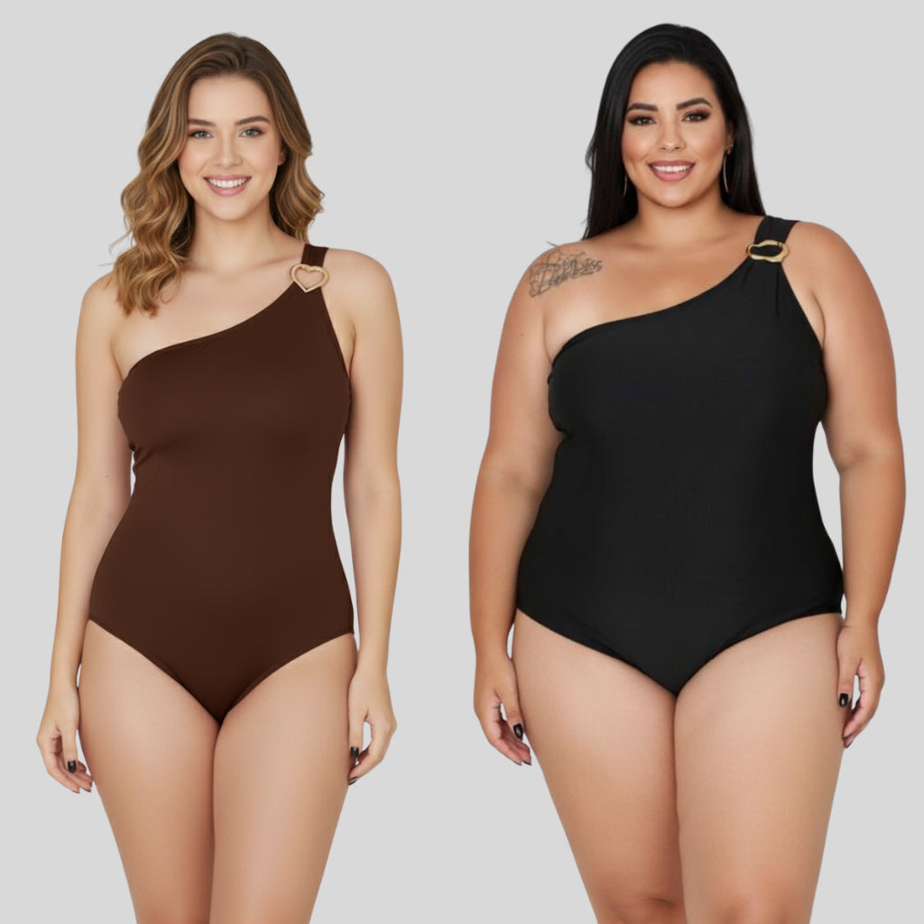 Maô Body Feminino Ombro Único Plus Size  Premium