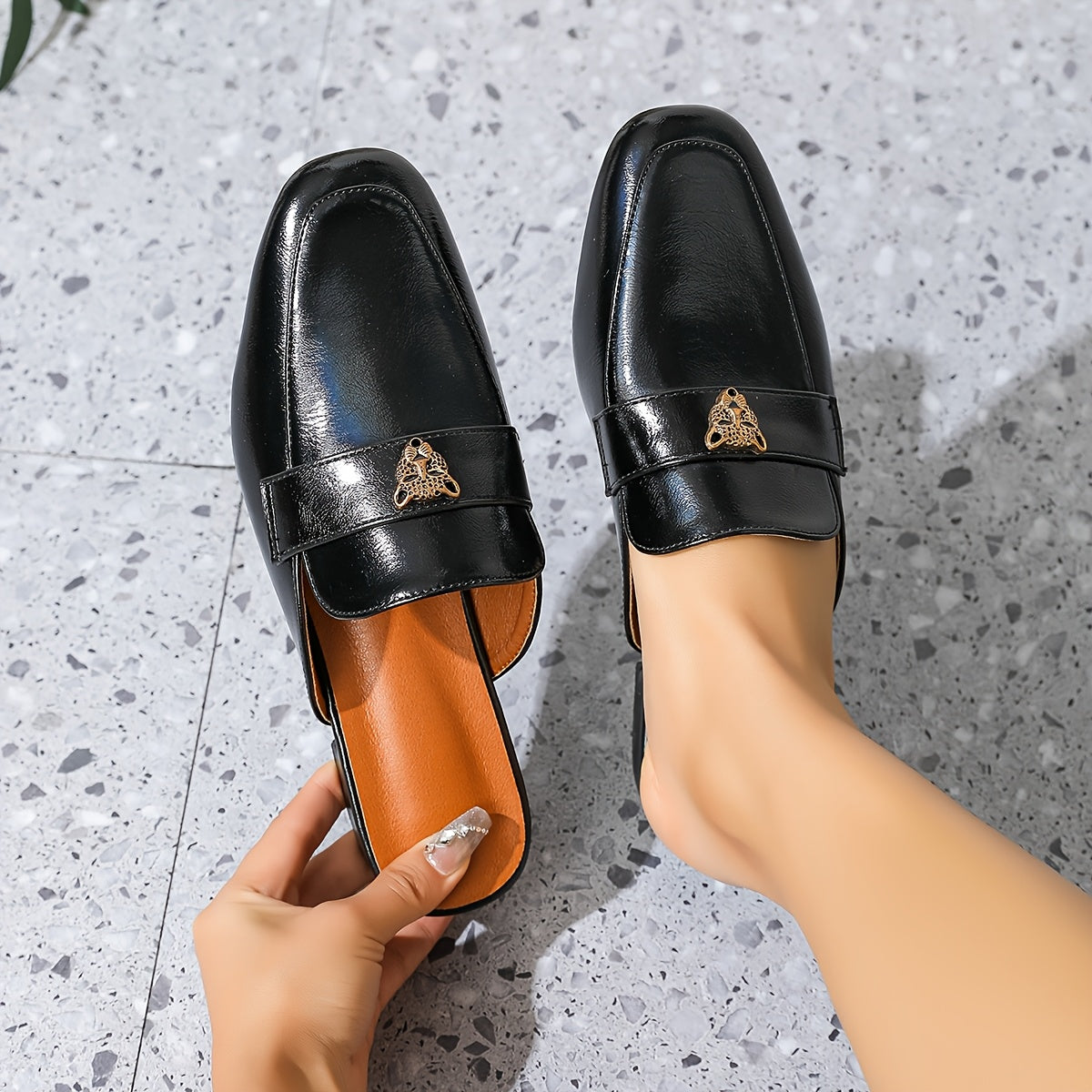 Mule Feminino Bico Quadrado Loafer