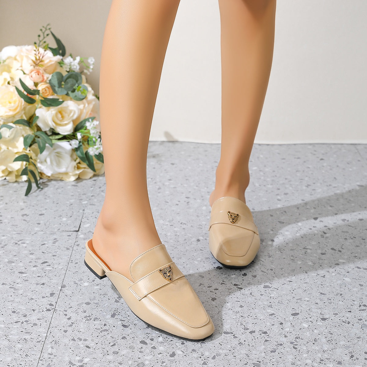 Mule Feminino Bico Quadrado Loafer