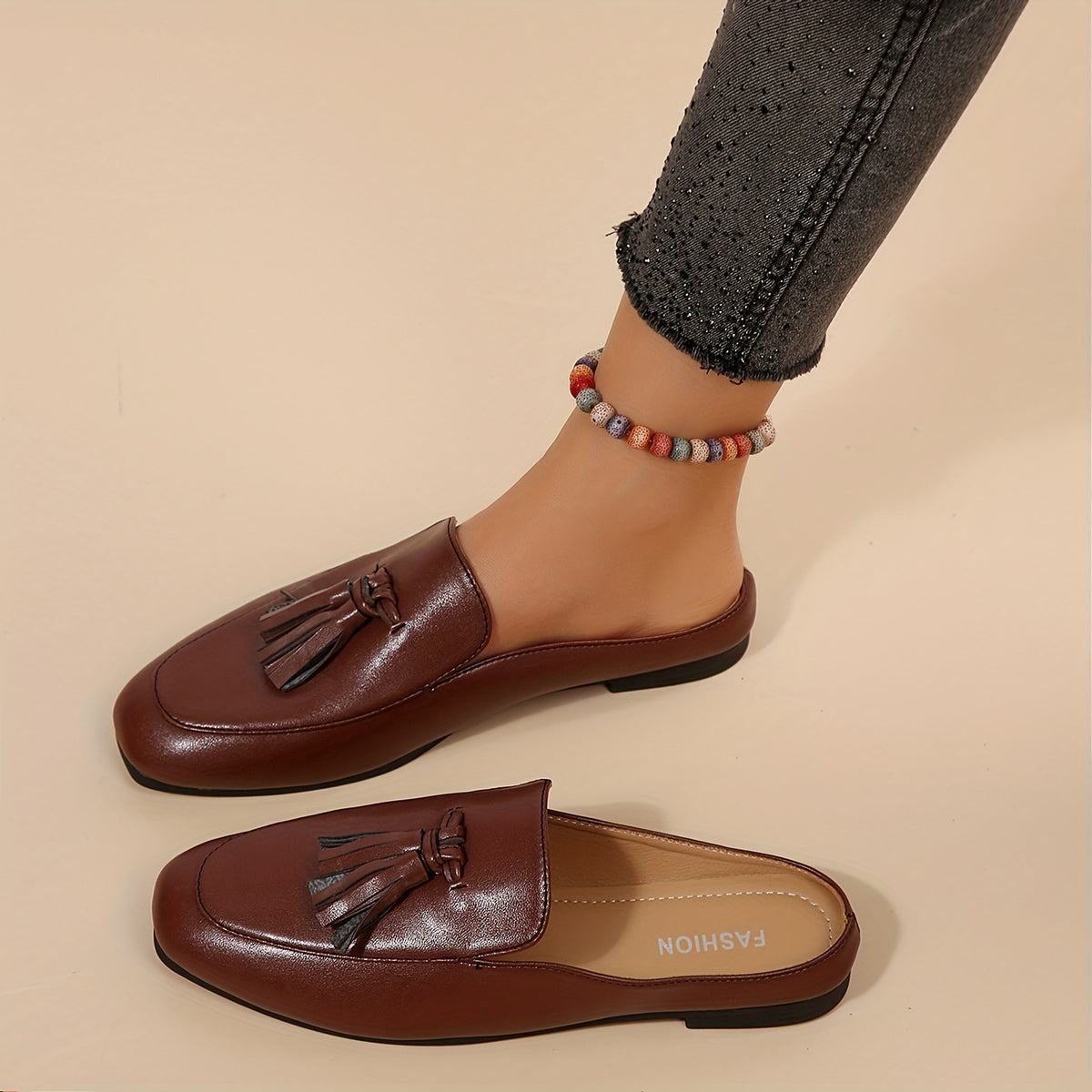 Mule Feminino Mocassim Tassel