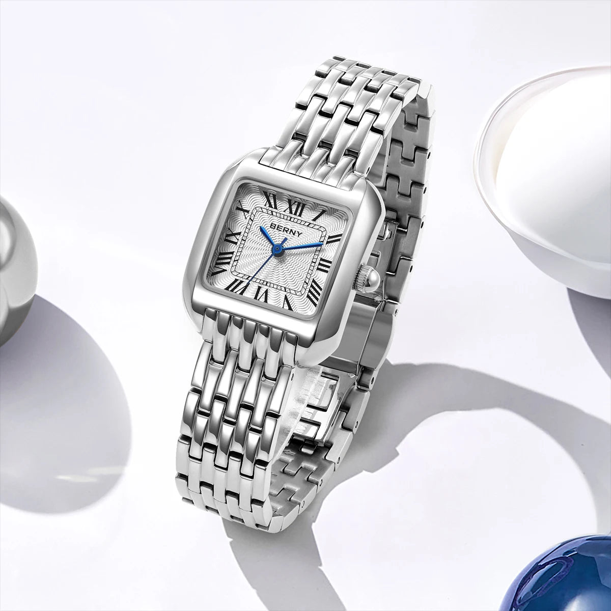 Relógio Feminino Berny Quadrado Premium | Prata com Movimento Miyota