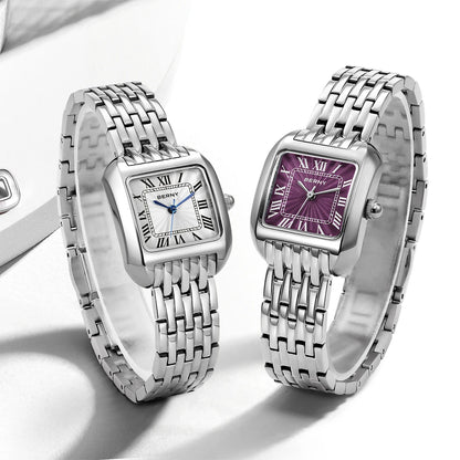 Relógio Feminino Berny Quadrado Premium | Prata com Movimento Miyota