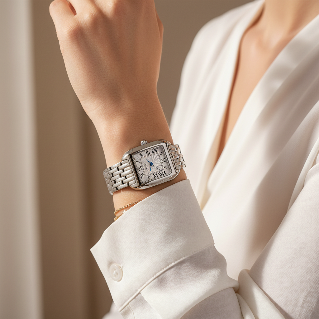 Relógio Feminino Berny Quadrado Premium | Prata com Movimento Miyota