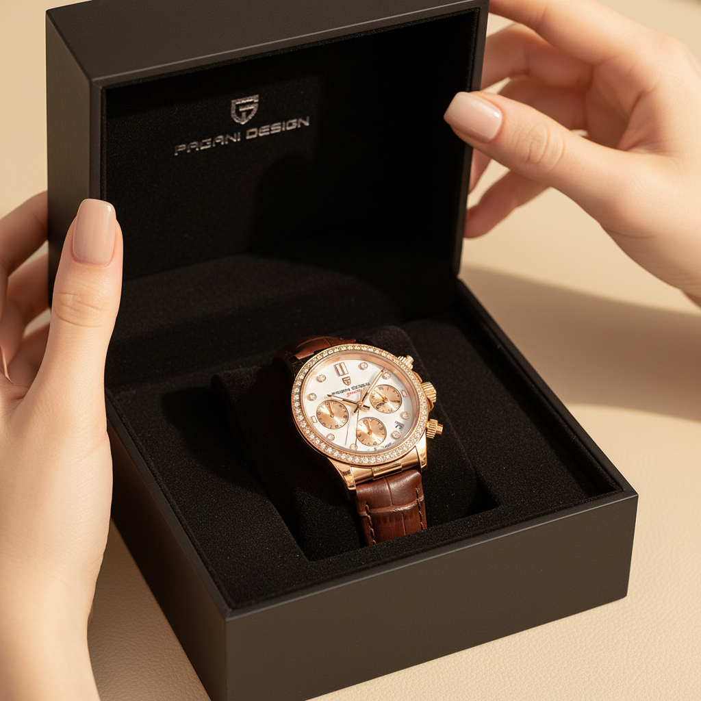 Relógio Feminino Pagani Design Luminous Premium | Ponteiros Luminosos e Vidro de Safira